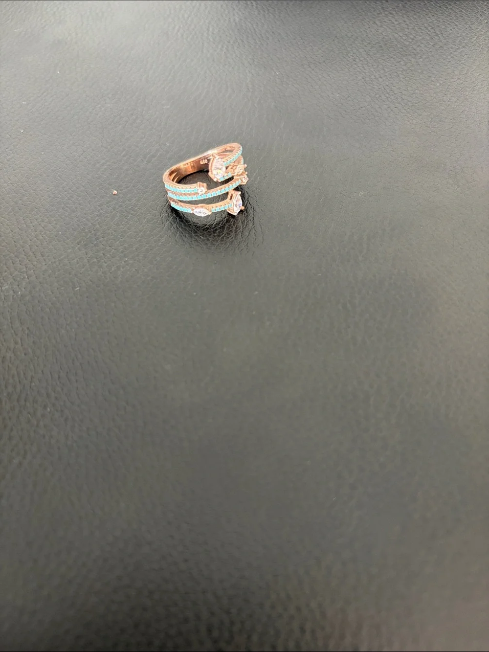 Rose Gold and Turquoise Triple Band Ring - Women's Jewelry